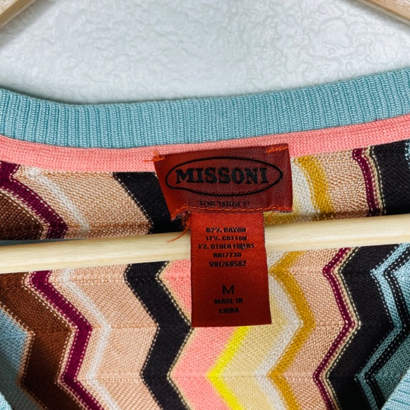 Missoni Sweater Cardigan Womens Sz Medium Y2K Button down vneck chevron - Picture 7 of 9